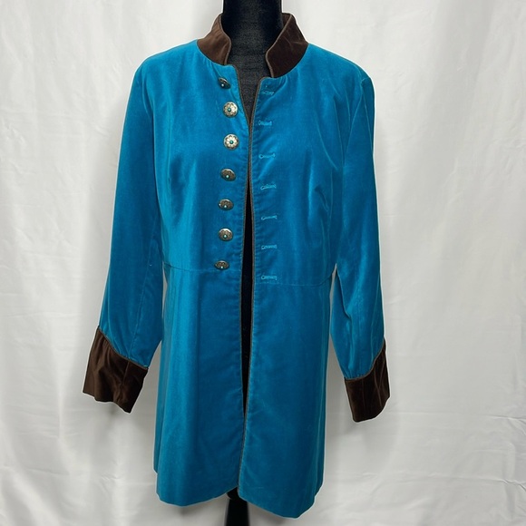 Tasha Polizzi Velvet Turquoise Jacket | 100% Cotton | Size L - Picture 1 of 6